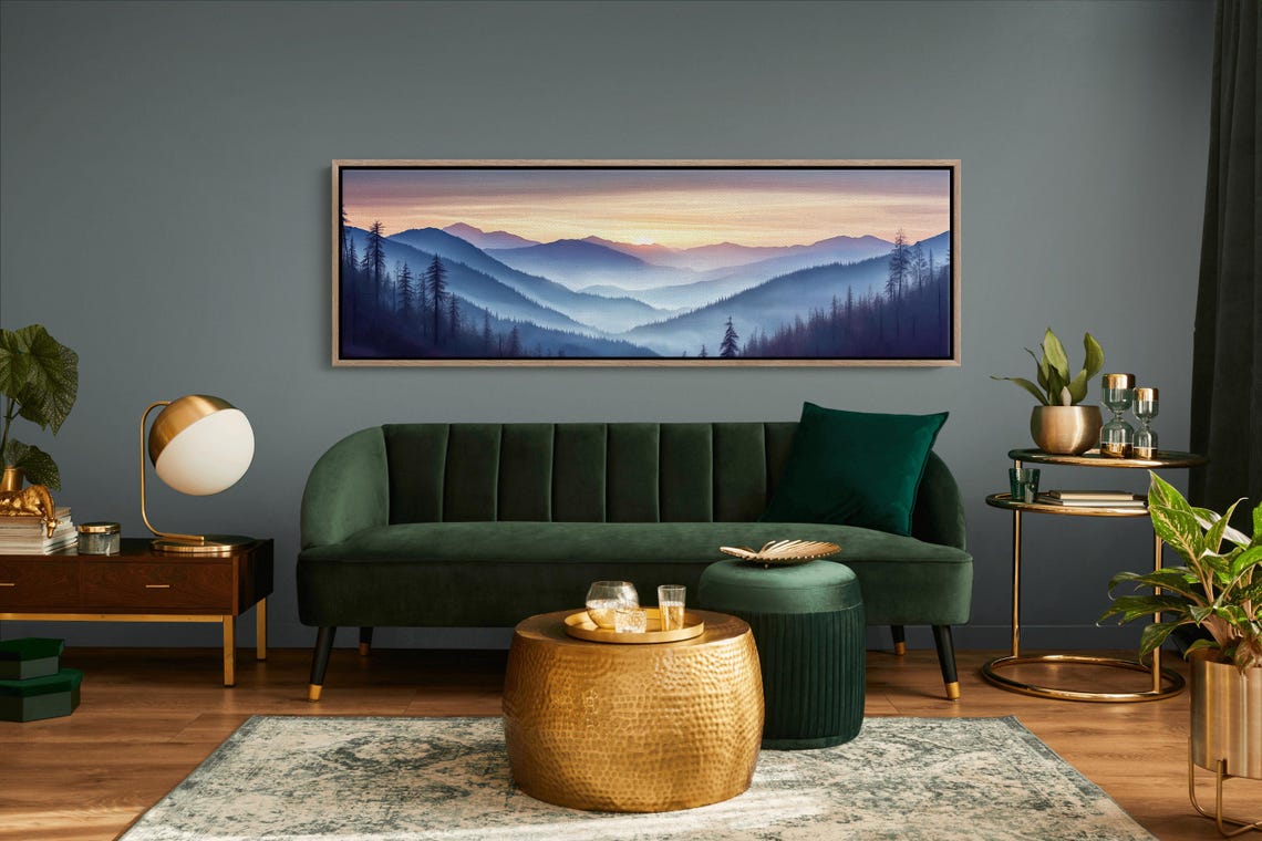 Golden Sunrise Over Misty Mountains Panoramic Forest Nature Poster - Image 7