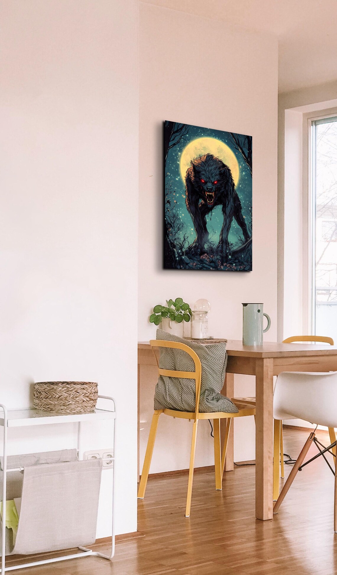 Prowling Werewolf Under Golden Full Moon Gothic Horror Art Poster - Image 4