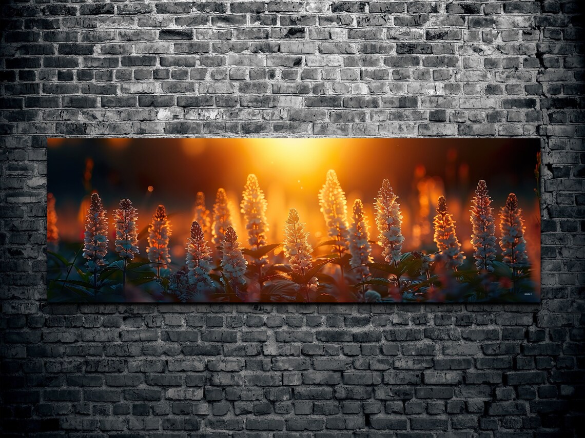 White Beardtongue Flowers Panoramic Floral Decor - Image 2