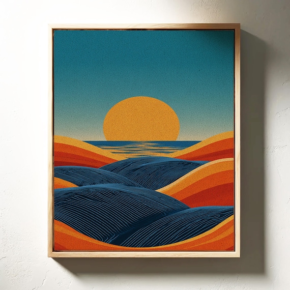Retro Sunset Abstract Landscape