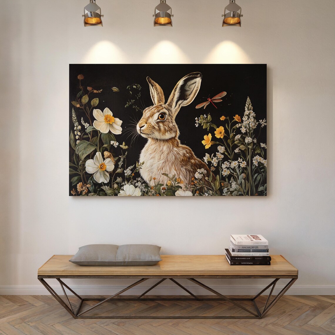 Elegant Rabbit In Wildflower Garden, Botanical Art Print - Image 3