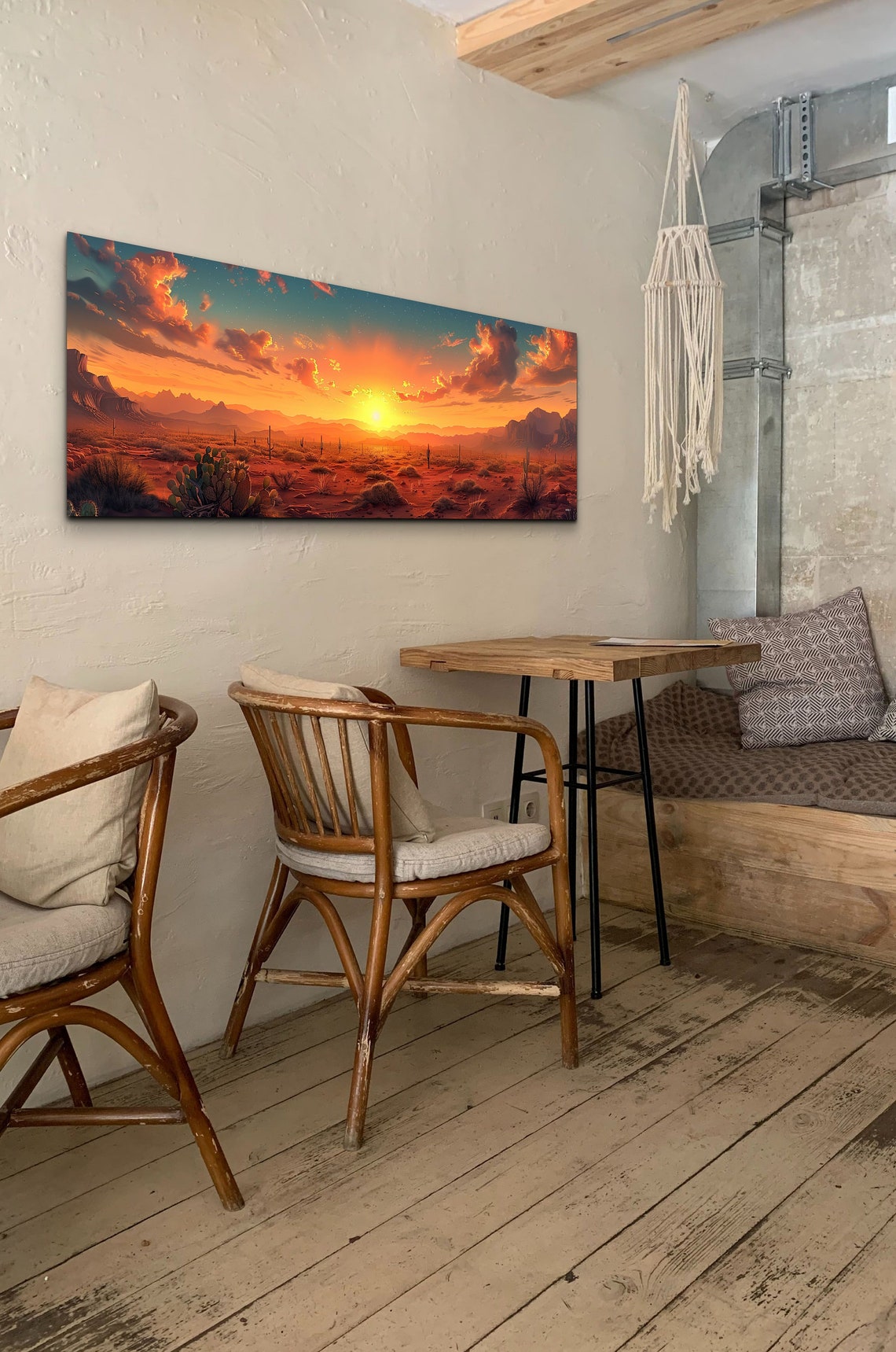 Desert Sunset Saguaro Cactus Panorama Fiery Orange Sky Poster - Image 6
