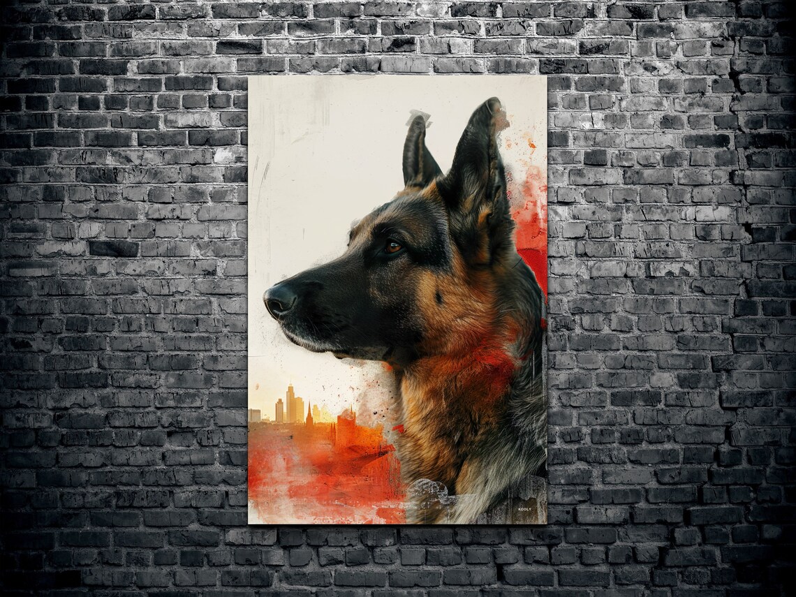 German Shepherd Double Exposure Art Print, Gift - Image 2