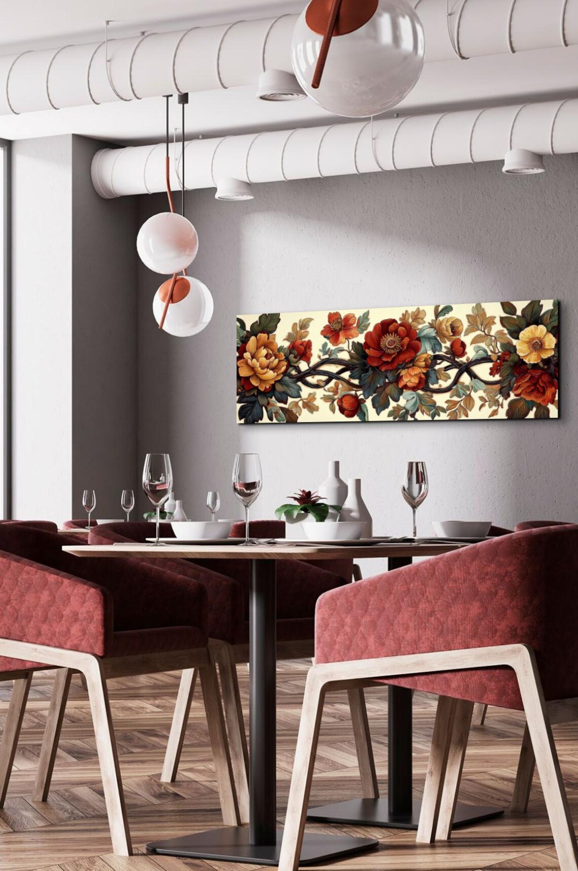 Beautiful Christmas Textile Pattern Flowers Landscape - Image 7