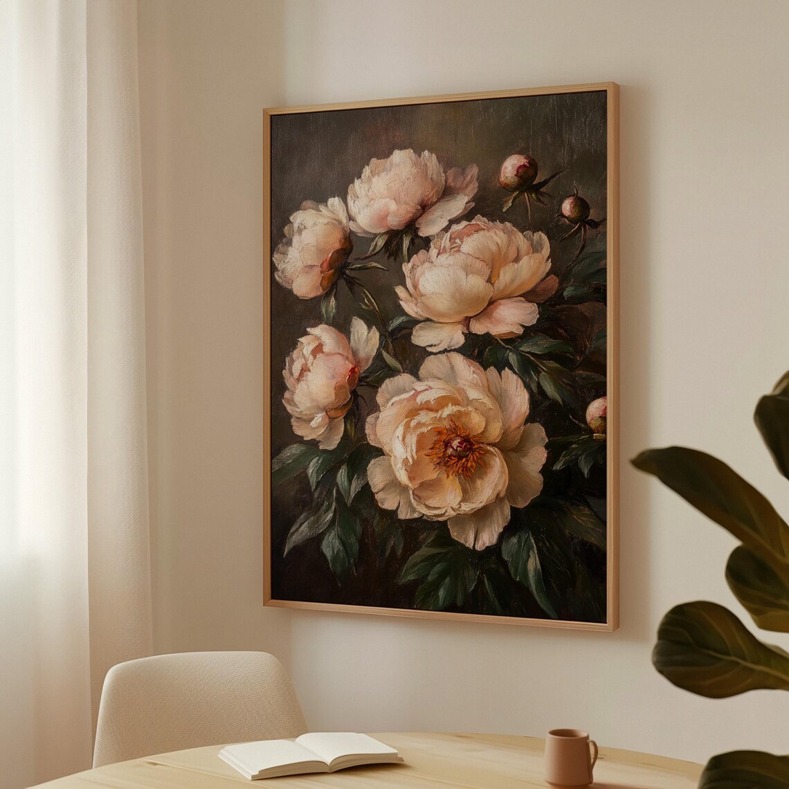 Elegant White Peonies Vintage Oil Painting Style Floral Poster - Image 4