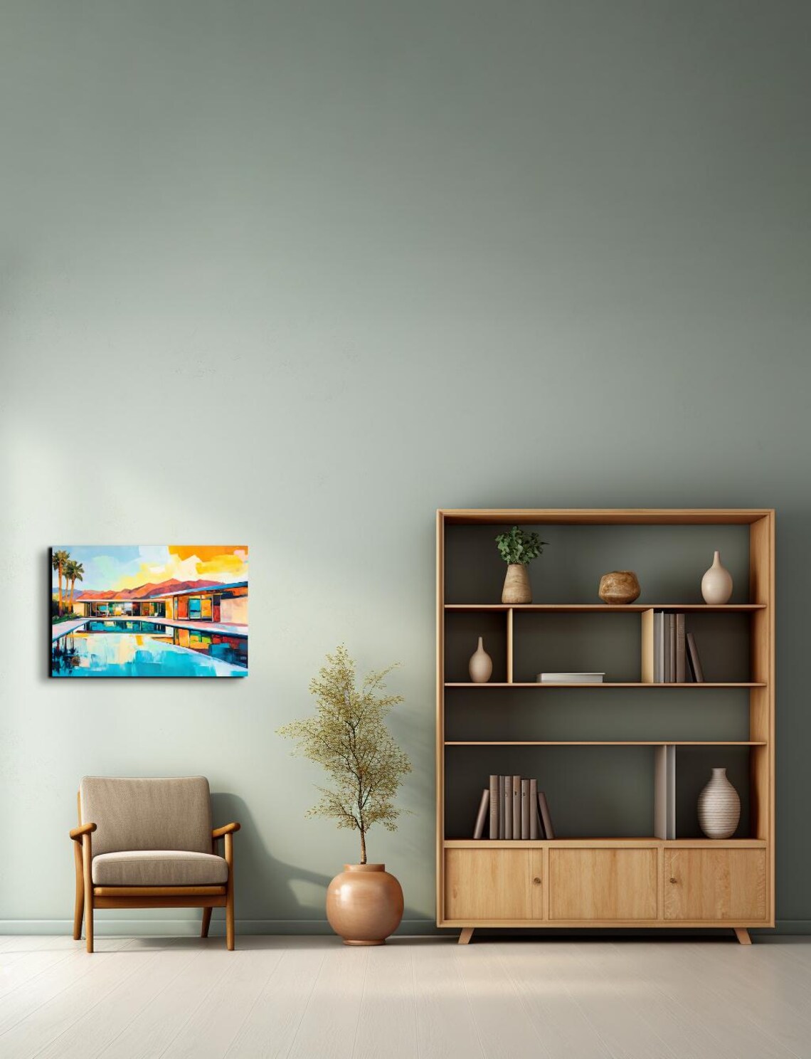 Mid Century Modern Palm Springs House Pool Desert Art Poster - Image 3