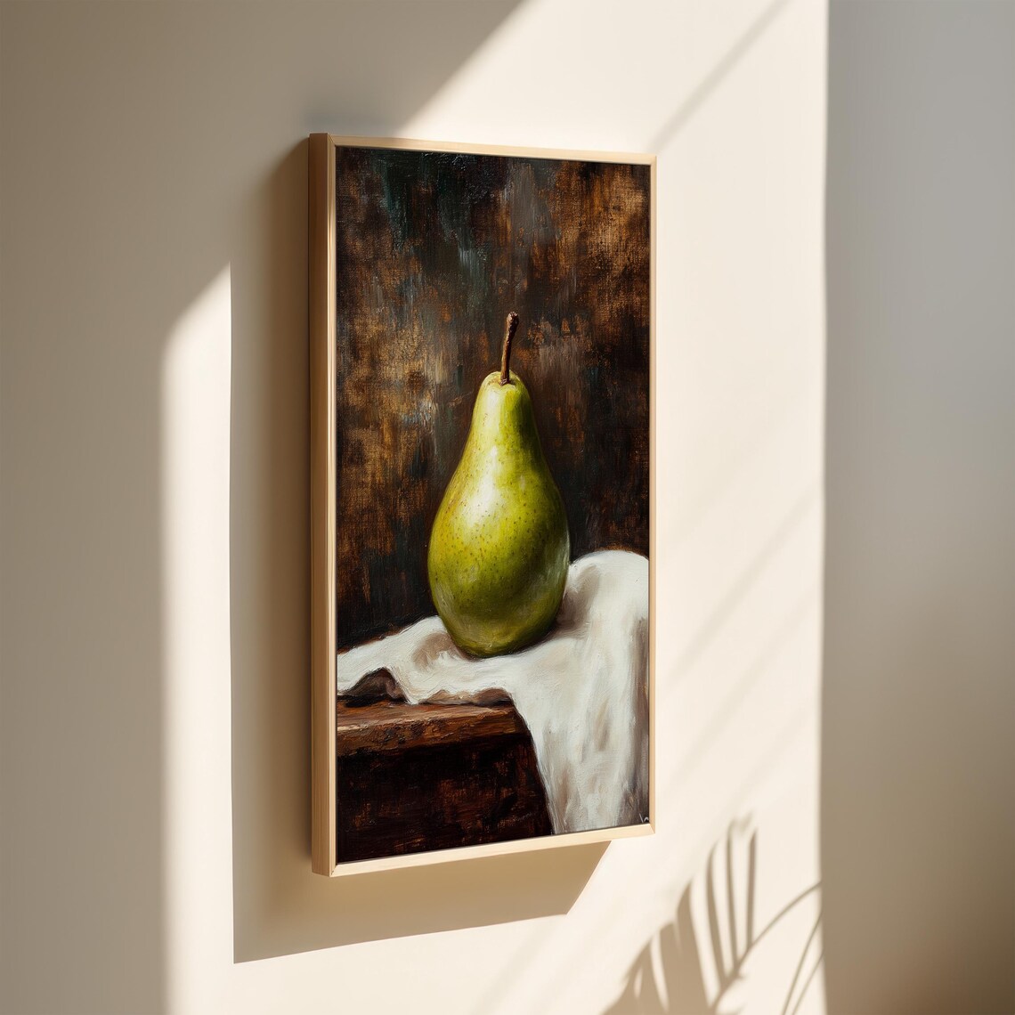 Vintage Pear Still Life Rustic Kitchen Wall Art Dark Academia Decor Classic Fruit Painting Baroque Food Artwork - Image 2
