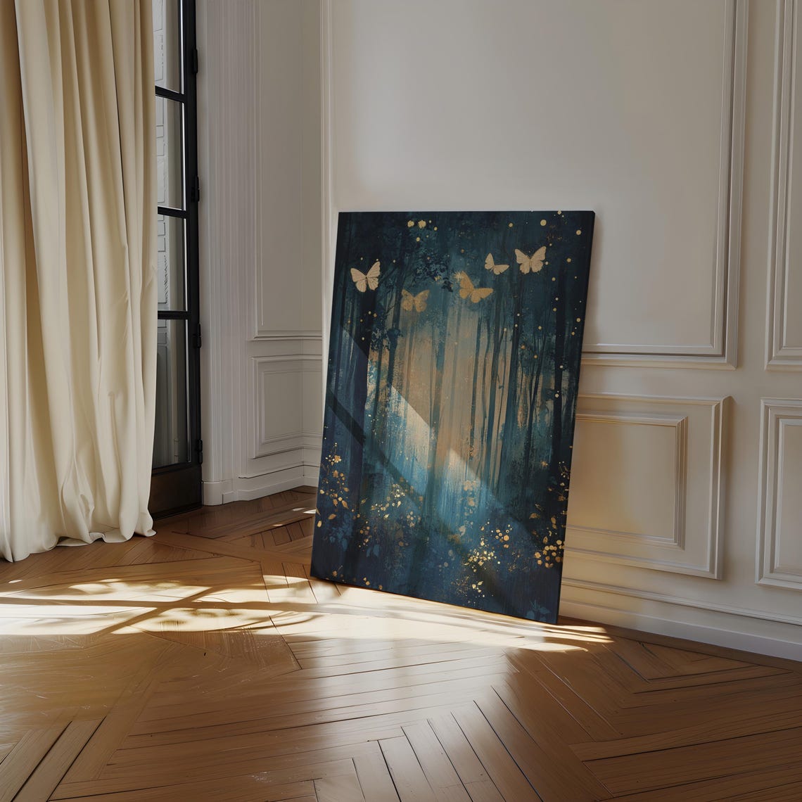 Golden Butterflies In Enchanted Forest Mystical Moonlit Glow Poster - Image 6