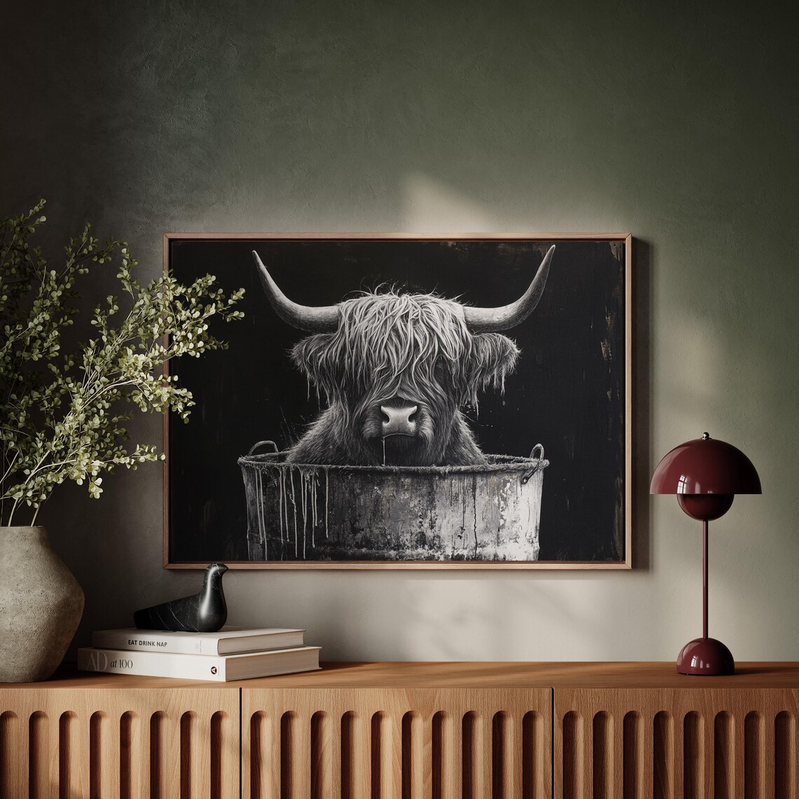 Highland Cow, Rustic Modern Farmhouse Art Print - Image 4