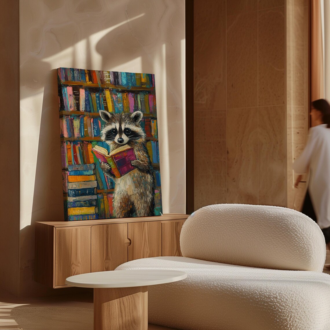 Charming Raccoon Reading Art Print, Library Decor - Image 7