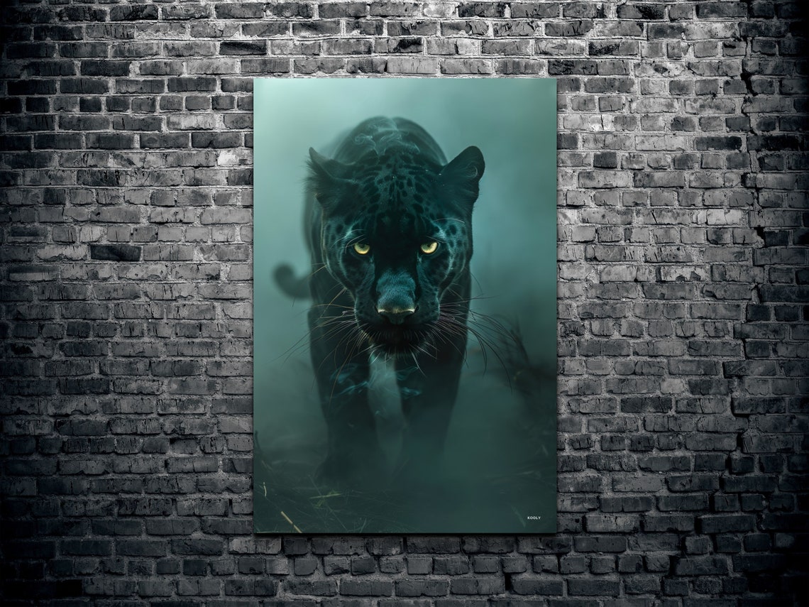 Black Panther Emerging from Mist with Piercing Intense Eyes Wall Art - Image 2