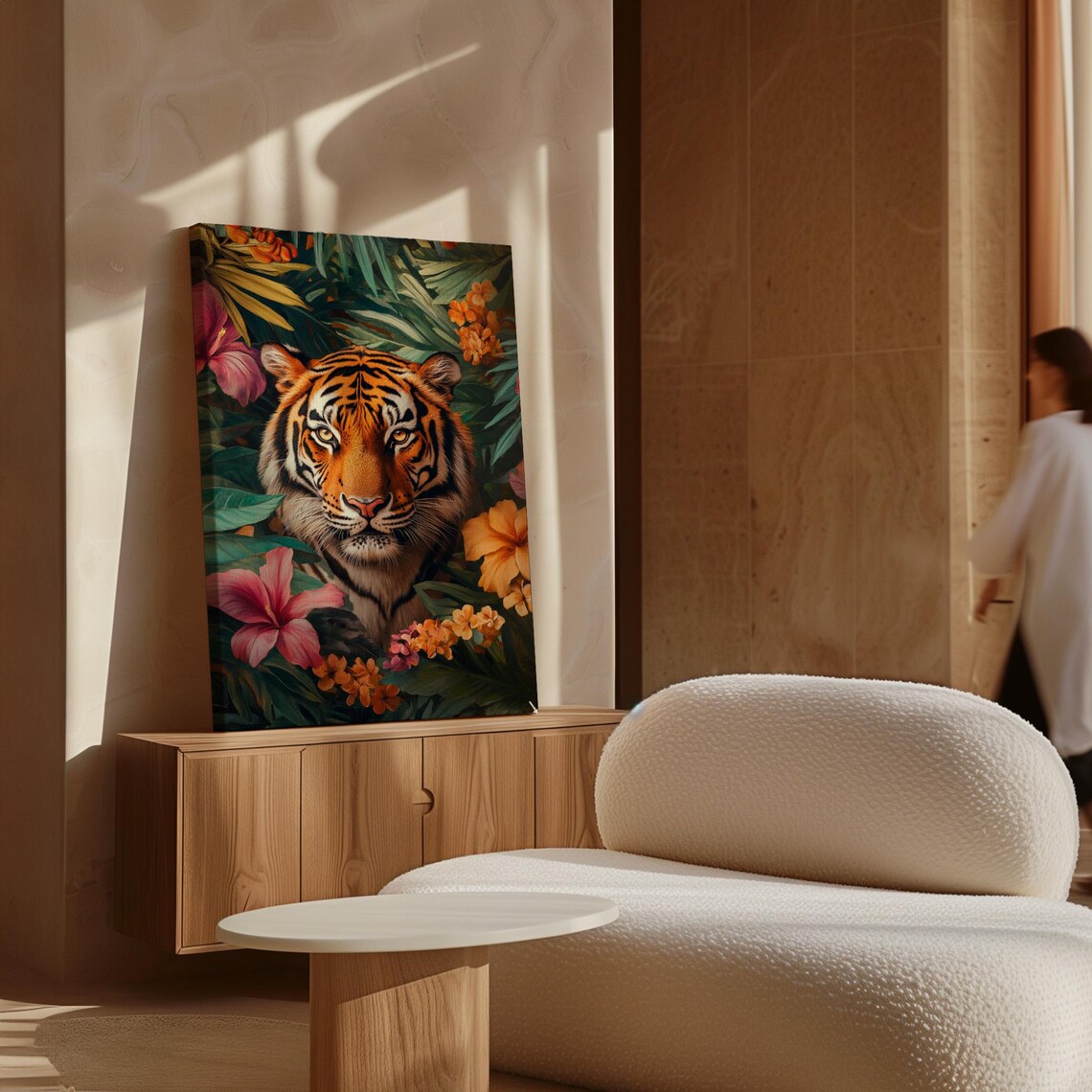 Majestic Tiger In Jungle Vibrant Tropical Floral Wildlife Poster - Image 5
