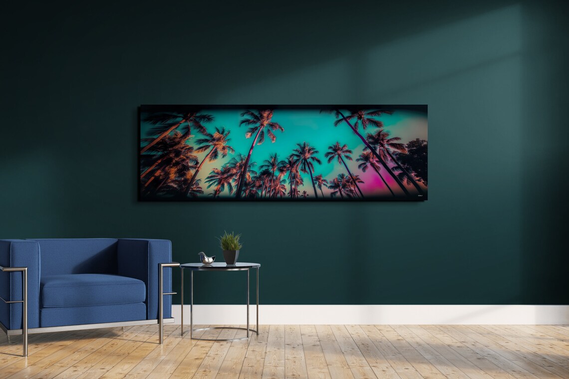 Palm Trees Beach Art Print, Colorful Sky - Image 3