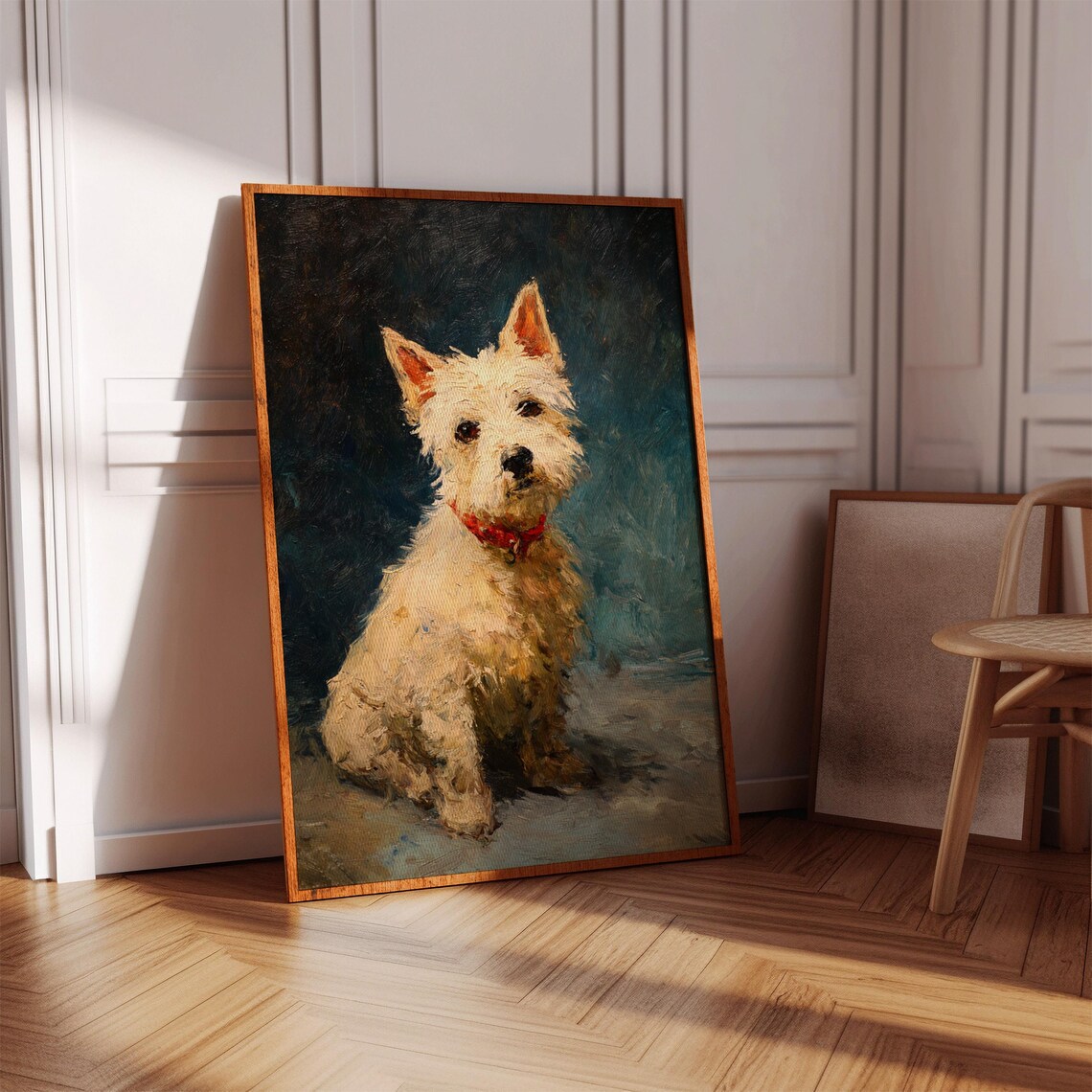 West Highland White Terrier Portrait Vintage Oil Painting Dog Poster