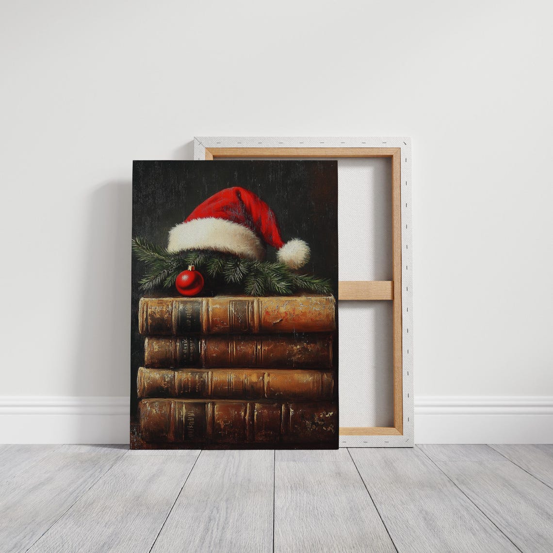 Santa Hat On Vintage Books With Pine Christmas Still Life Poster - Image 6