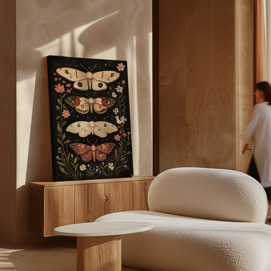 Elegant Moth And Floral Wall Art For Nature Inspired Home Decor And Botanical Aesthetic - Image 4