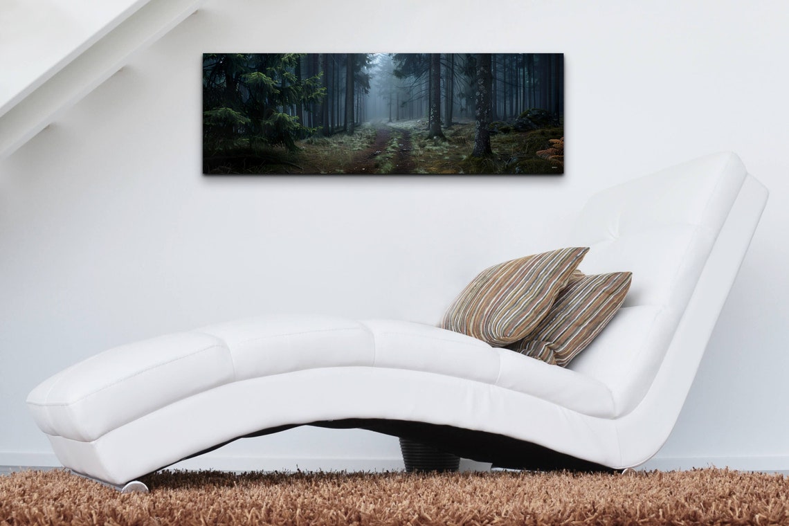 Dark Misty Pine Forest Path Moody Woodland Trail Nature Wall Poster - Image 7