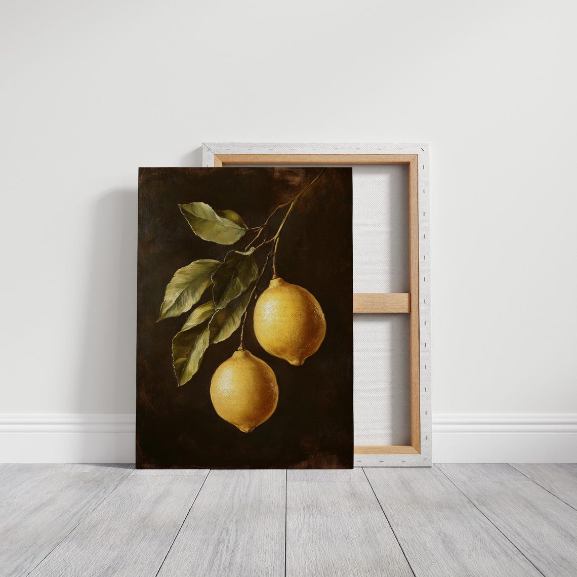 Two Hanging Lemons Branch Dark Vintage Botanical Still Life Poster - Image 3