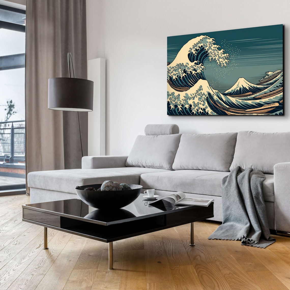 Hokusai Great Wave With Mount Fuji In Teal Japanese Art Poster - Image 4