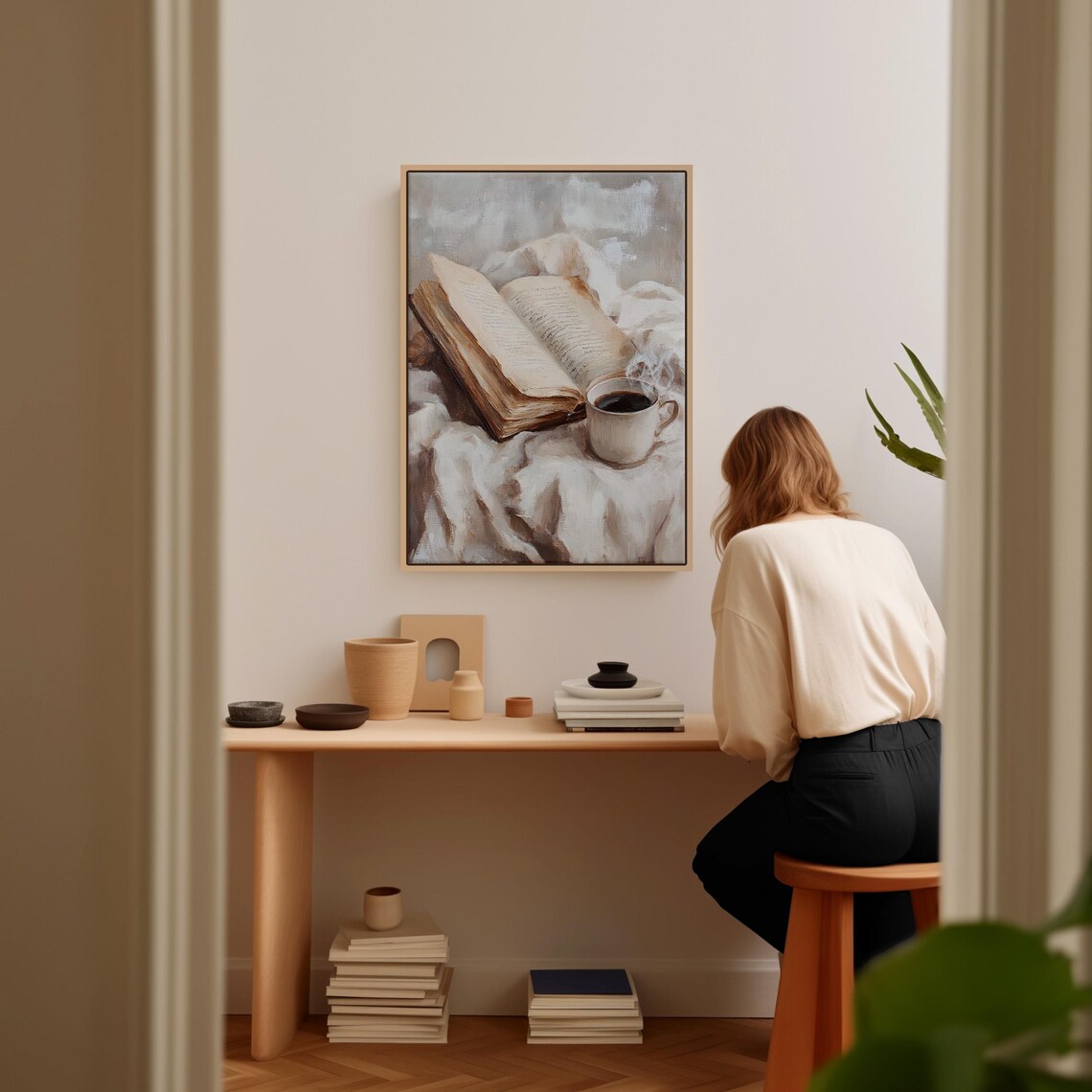 Reading Nook Open Book And Coffee Cup Art Print - Image 6