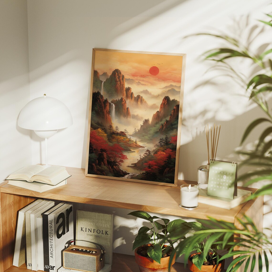 Golden Sunrise Over Misty Mountains Asian Style Landscape Wall Art