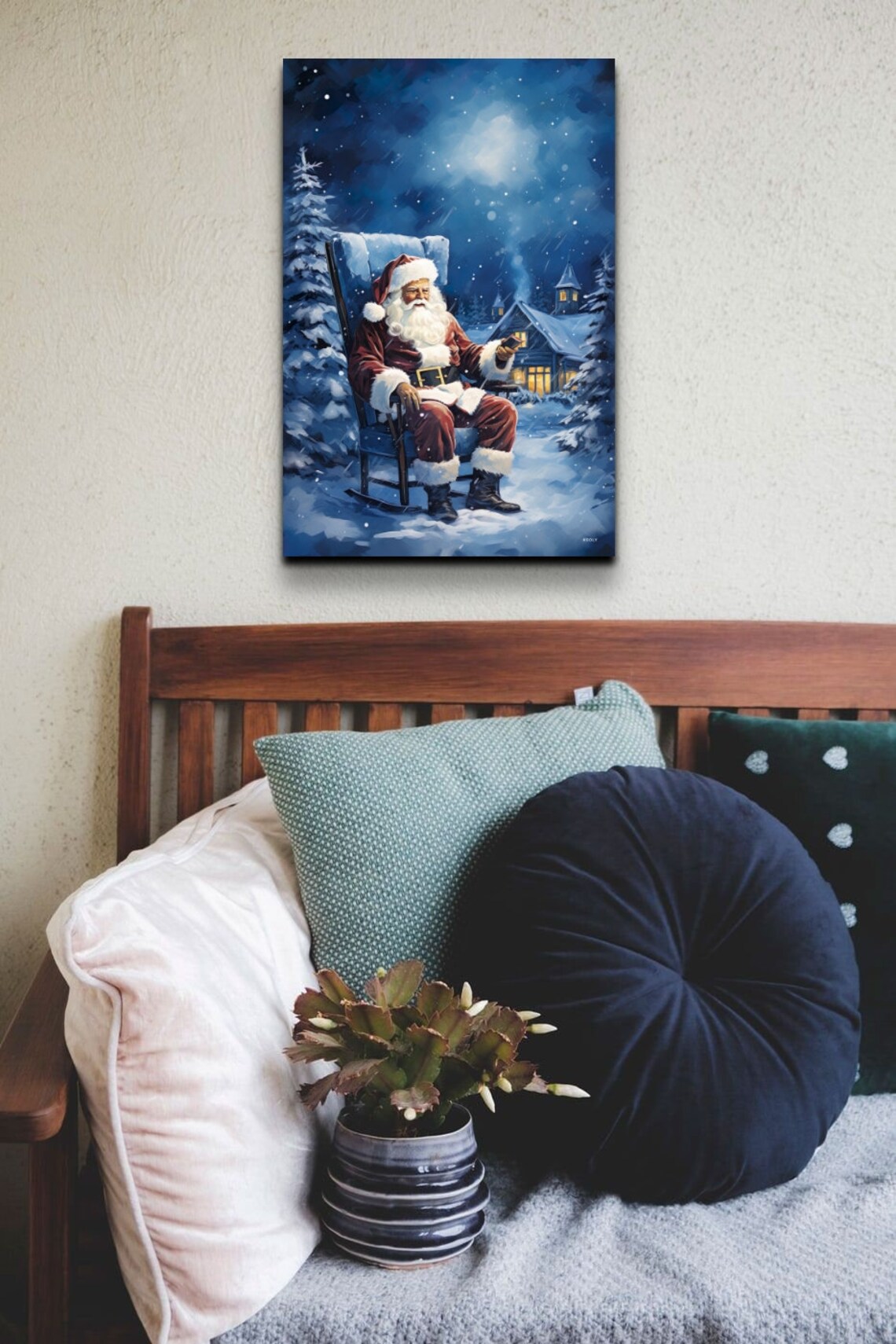 Santa Wall Art Antique Christmas Wall Art Snowing Santa Art Winter Art Christmas Art Santa Claus Art Antique Art - Image 7