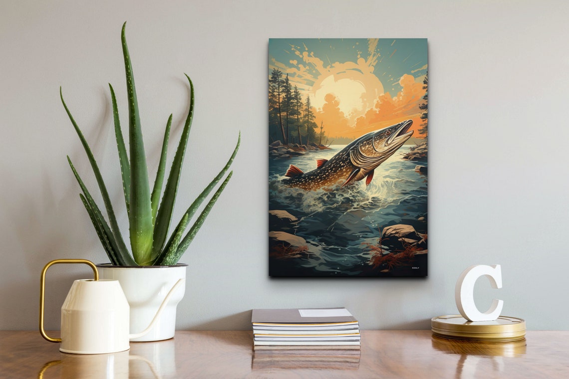 Northern Pike Vintage Wall Art Vintage Fishing Wall Art Fishing Wall Art Fishing Prints Gift For Dad Fishing Gift