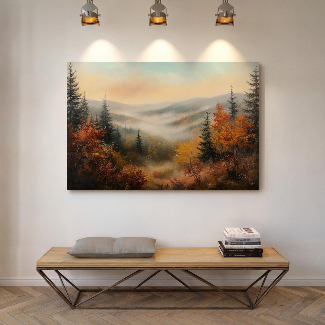 Autumn Mountain Landscape Misty Hills Fall Foliage Vintage Art Poster - Image 5