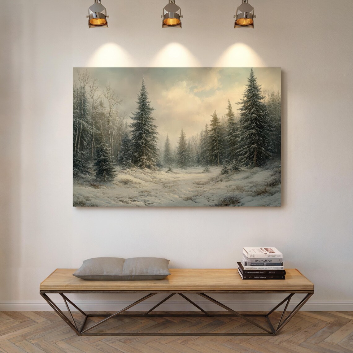 Christmas Time Snow-Crusted Pine Trees Forest Art Print - Image 5
