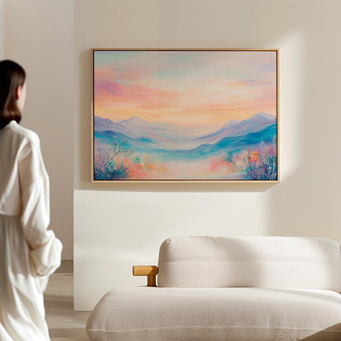 Serene Mountain Sunrise Pastel Landscape Art For Calm Decor Tranquil Nature Scene With Soft Colors - Image 7
