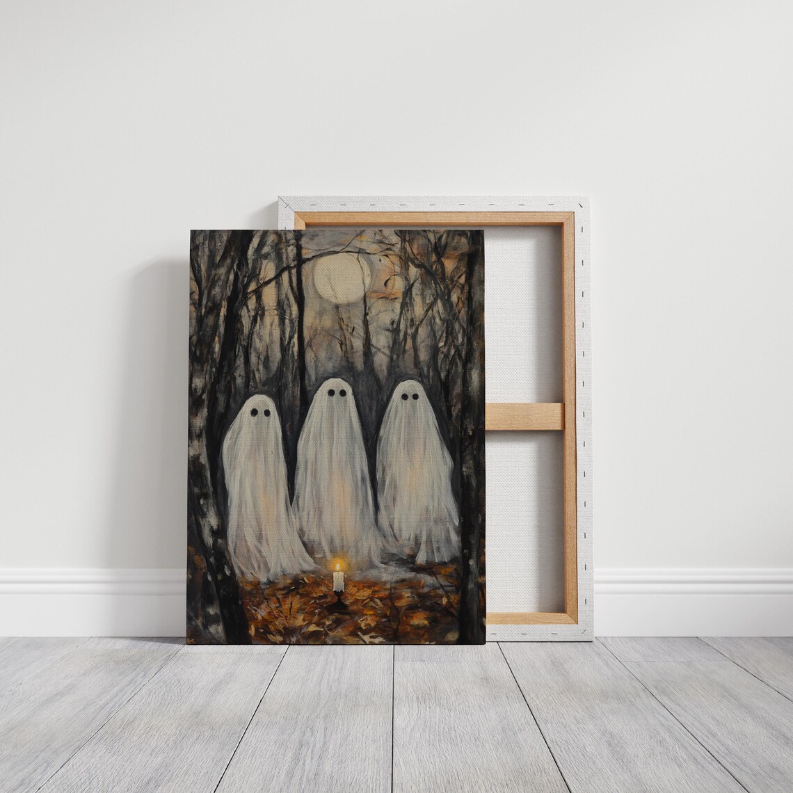 Haunted Forest Ghost Trio, Eerie Halloween Gothic Decor - Image 3