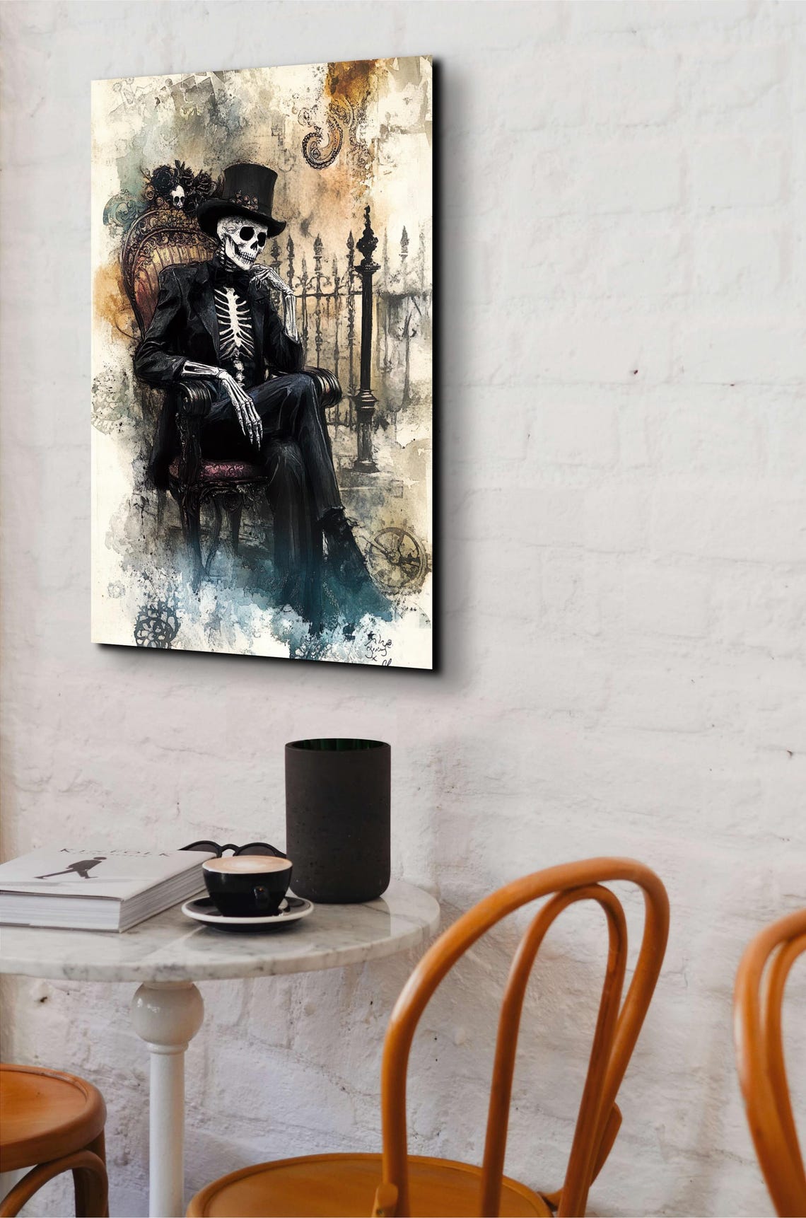 Gentleman Skeleton In Top Hat Seated Portrait Victorian Art Poster - Image 5