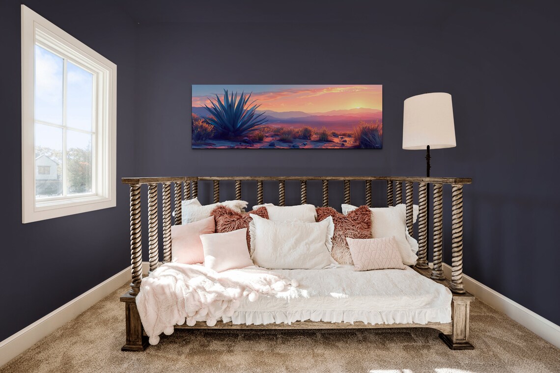 Agave Plant Desert Sunset Mountains Panoramic Southwest Print - Image 6