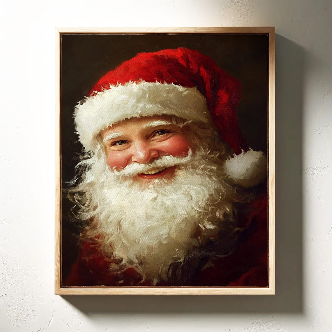 Jolly Santa Claus Face Portrait With White Beard Vintage Style Poster - Image 4