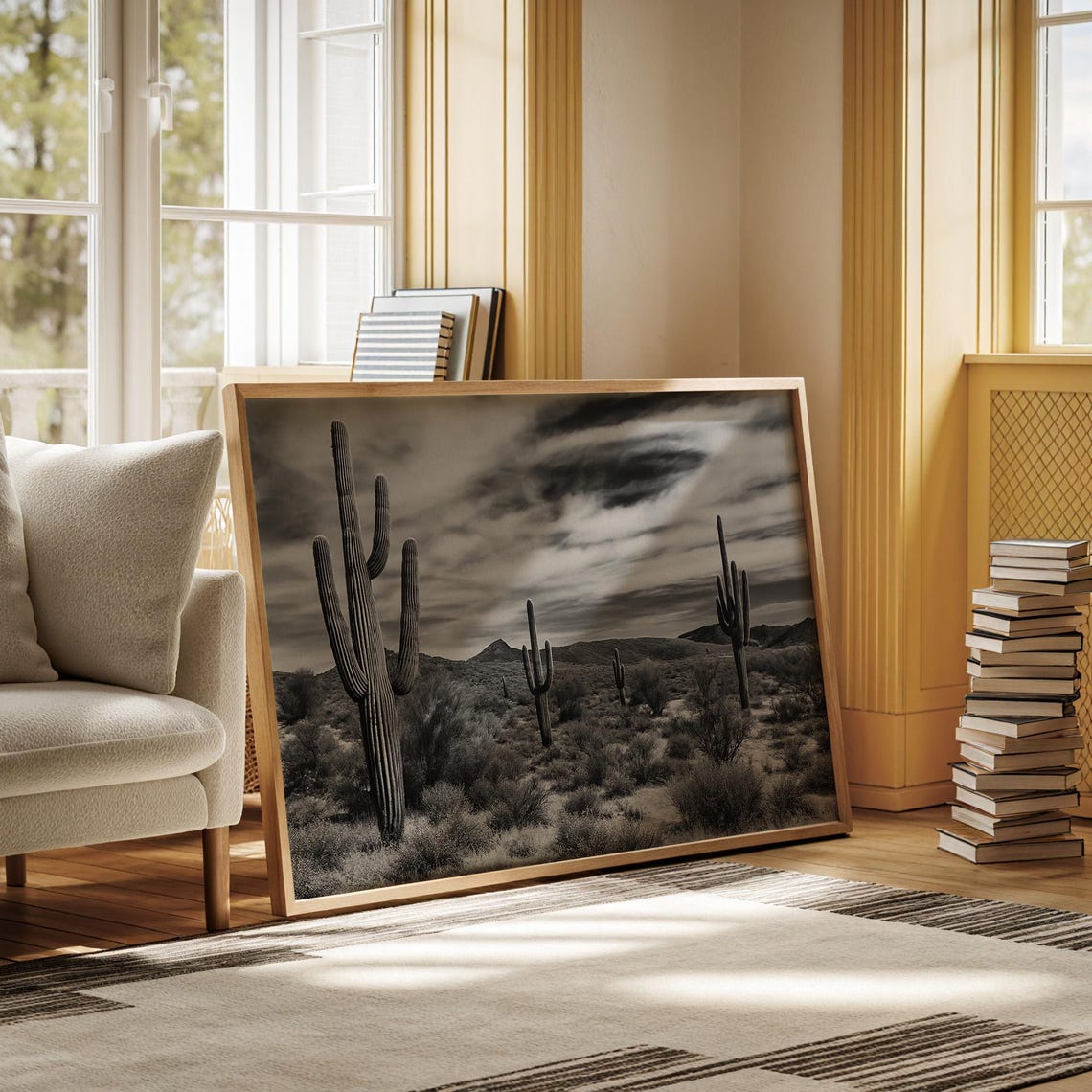 Saguaro Cactus Sonoran Desert Black And White Photography Poster