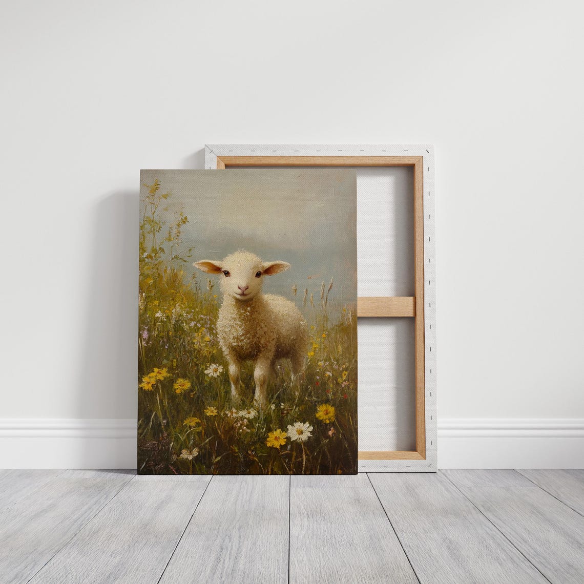 Serene Lamb In Wildflower Meadow Golden Light Farmhouse Poster - Image 3