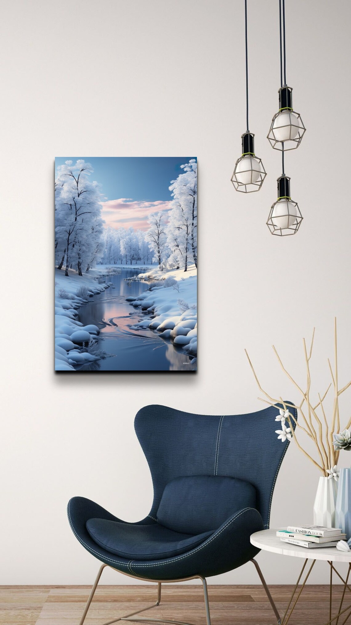 Snowy Trees And River Winter Art Print - Image 5