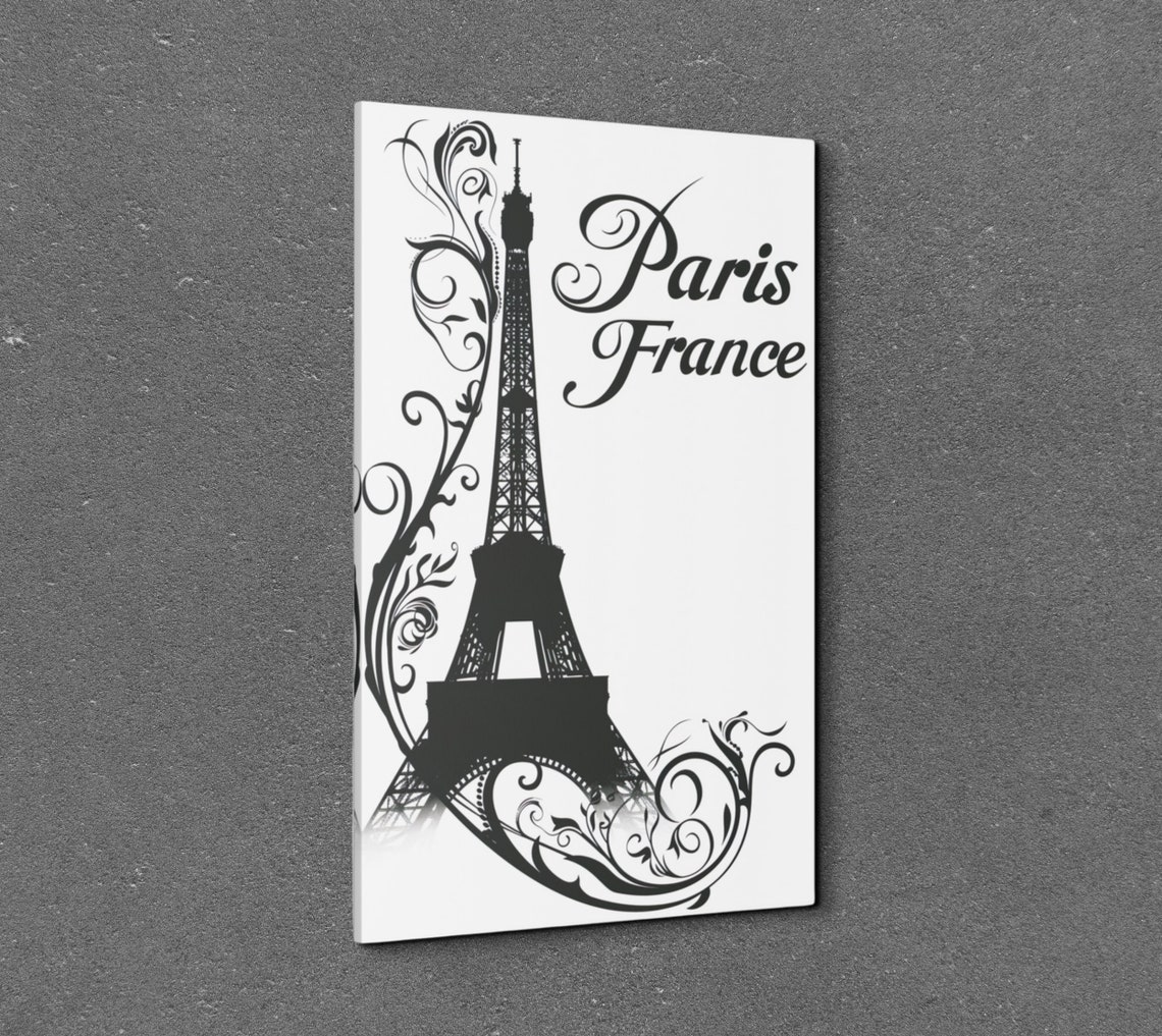 Black Eiffel Tower Silhouette With Paris France Script Wall Art - Image 7