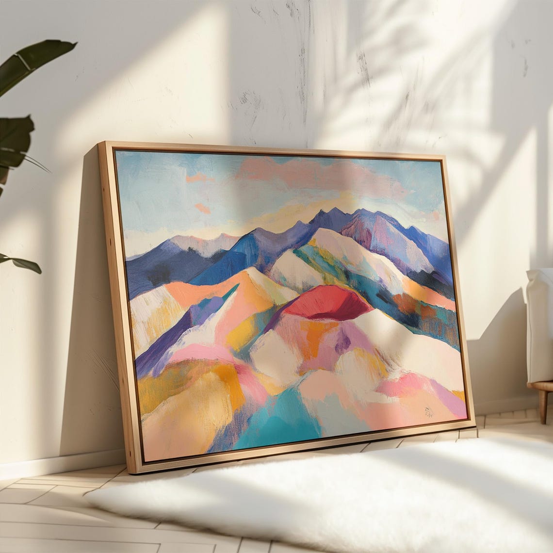 Colorful Mountain Landscape Painting Abstract Nature Wall Art