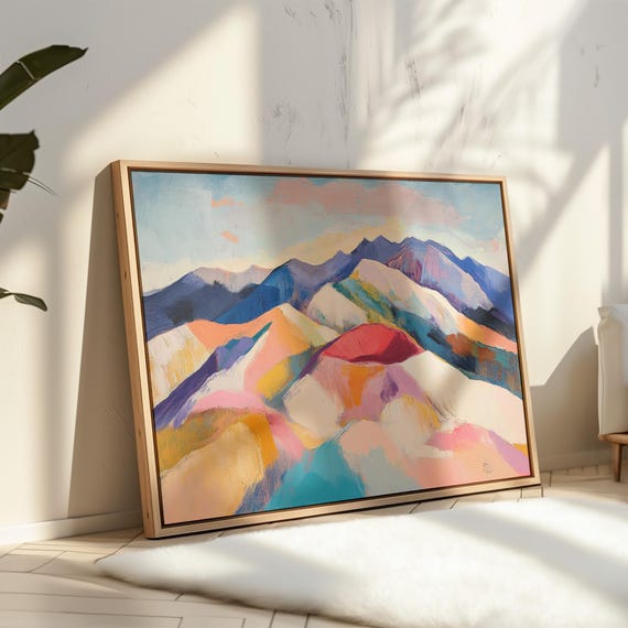 Colorful Mountain Landscape Painting Abstract Nature Wall Art