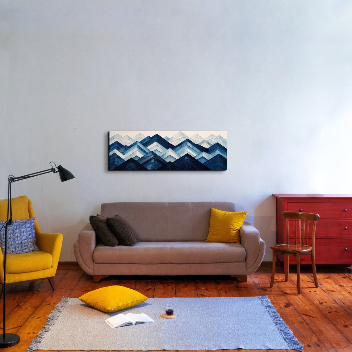 Geometric Mountain Range, Panoramic Art Print - Image 3