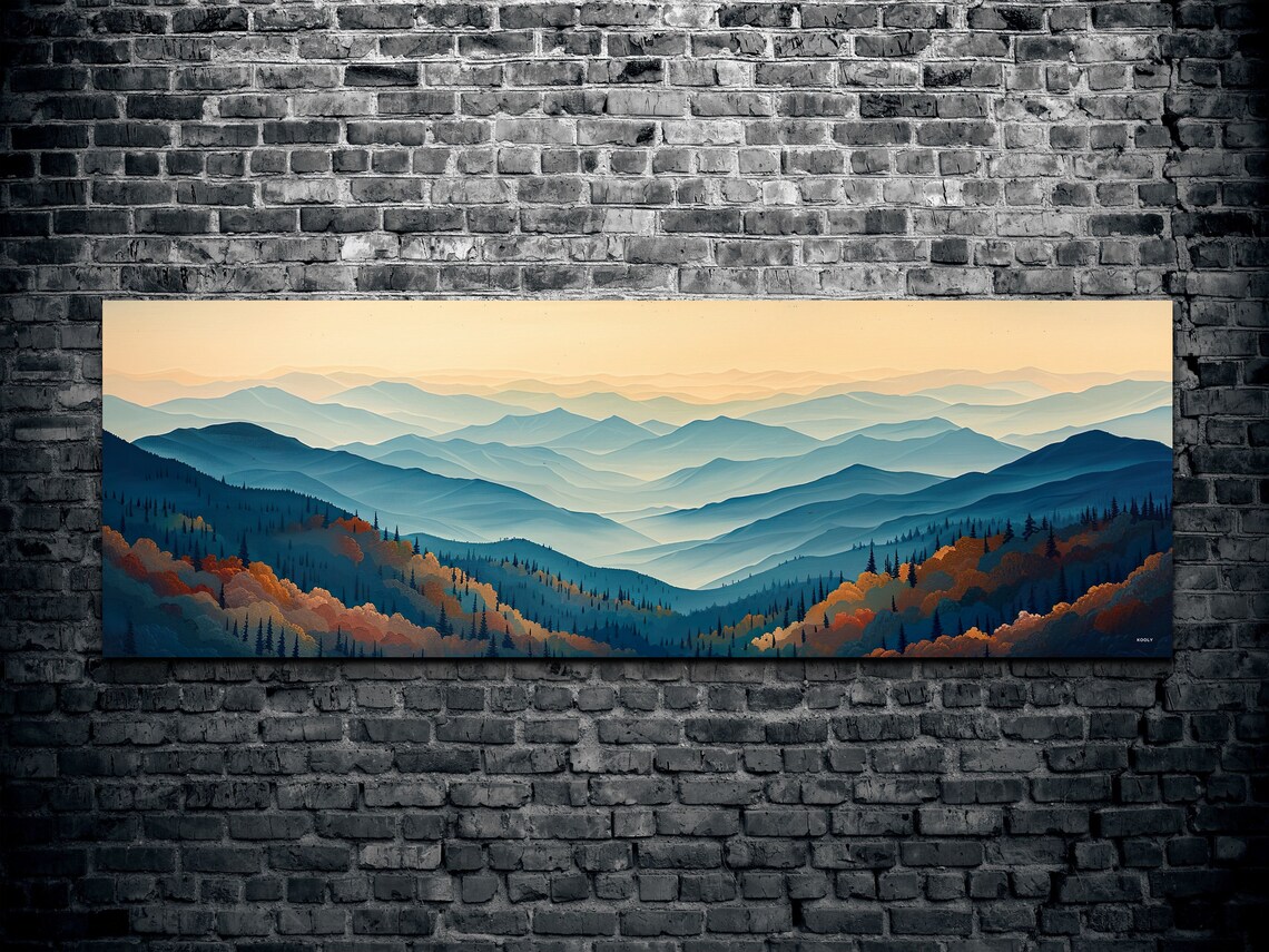 Smokey Mountain Century Modern Panoramic Wall Art - Image 2