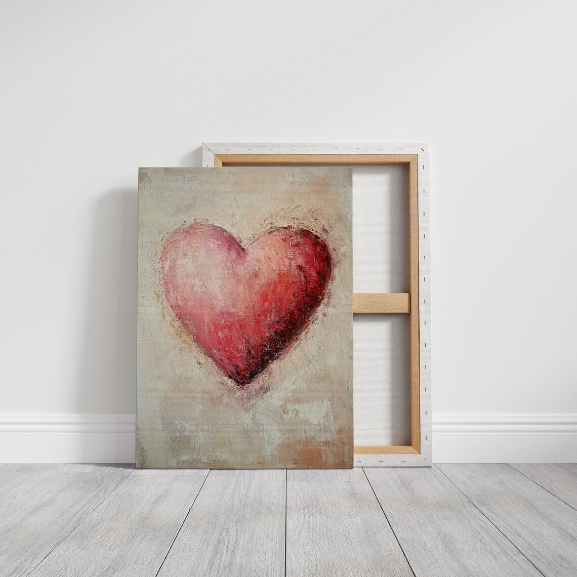 Romantic Red Heart Textured Abstract Love Painting Valentine Poster - Image 3