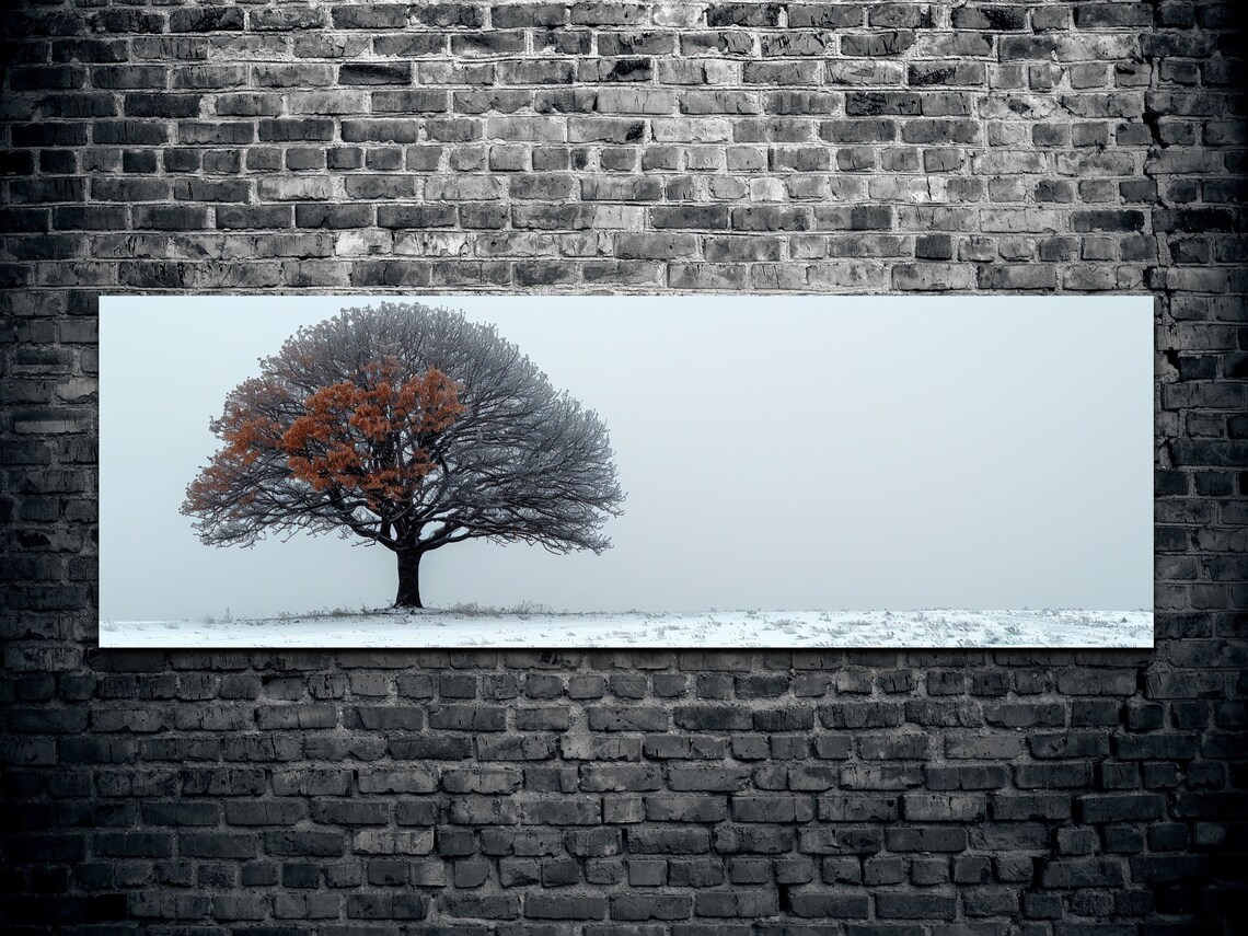 Minimalist Lone Tree Art Print, Panoramic Nature Decor - Image 2