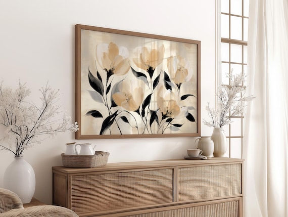 Cream Floral Botanical Elegant Neutral Flower Wall Decor Poster