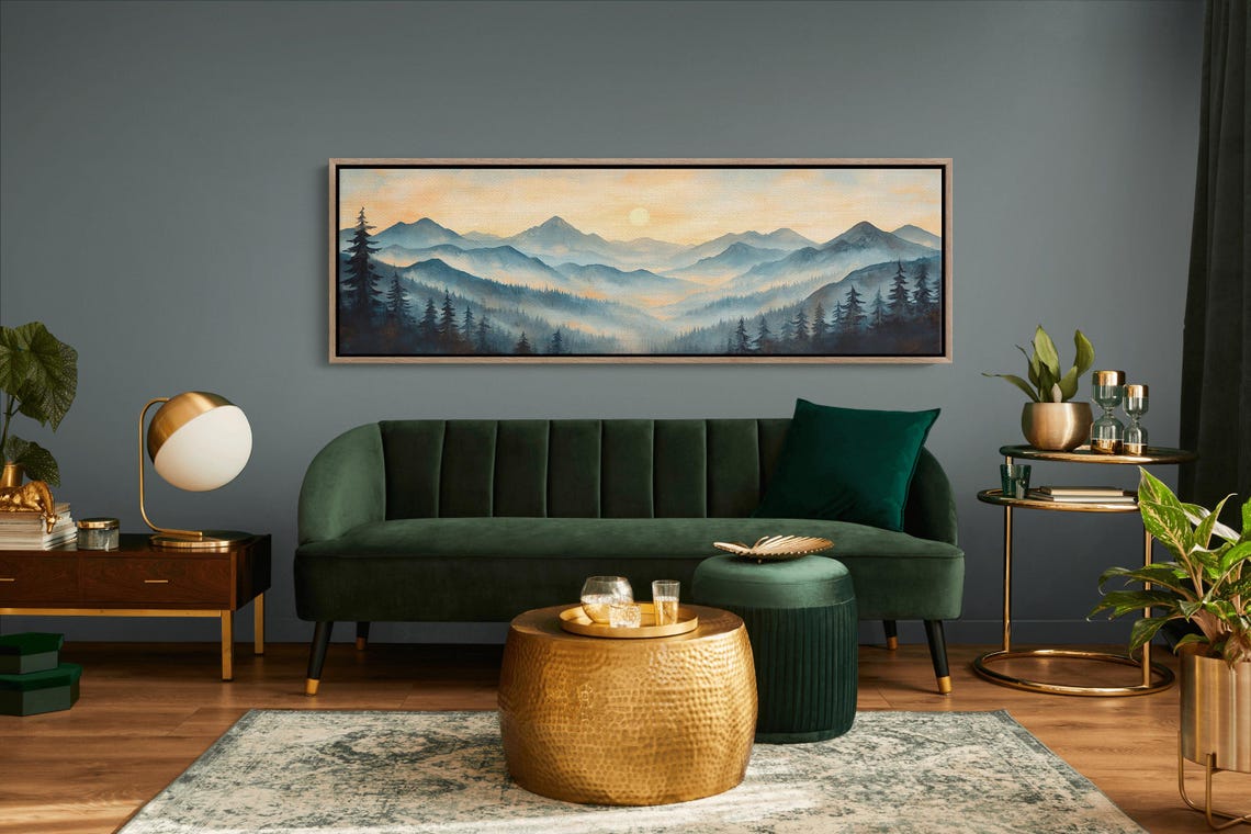 Peaceful Mountain Sunrise Misty Valley Pine Forest Serene Poster - Image 6
