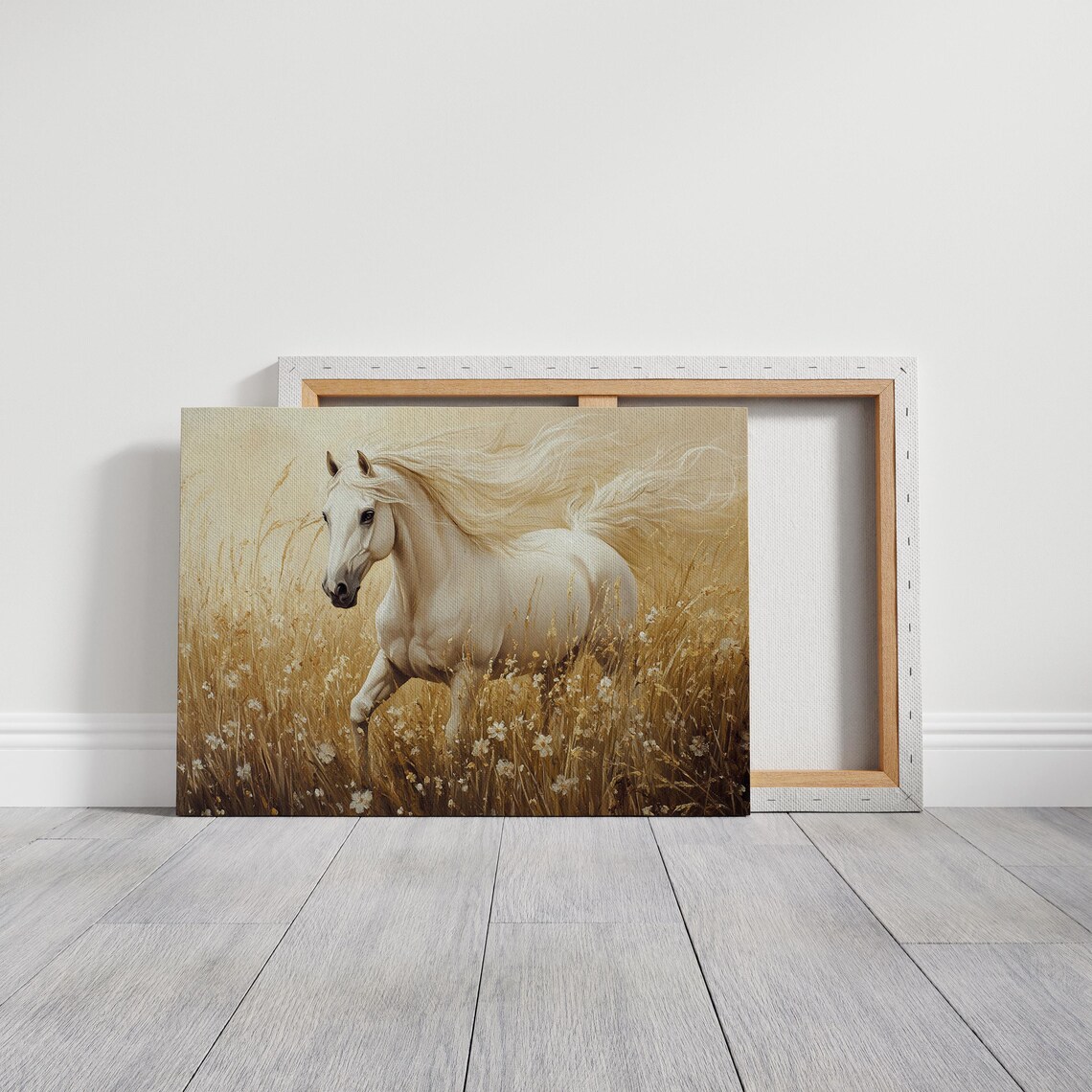 Running White Horse Golden Field Majestic Wild Equine Nature Poster - Image 7