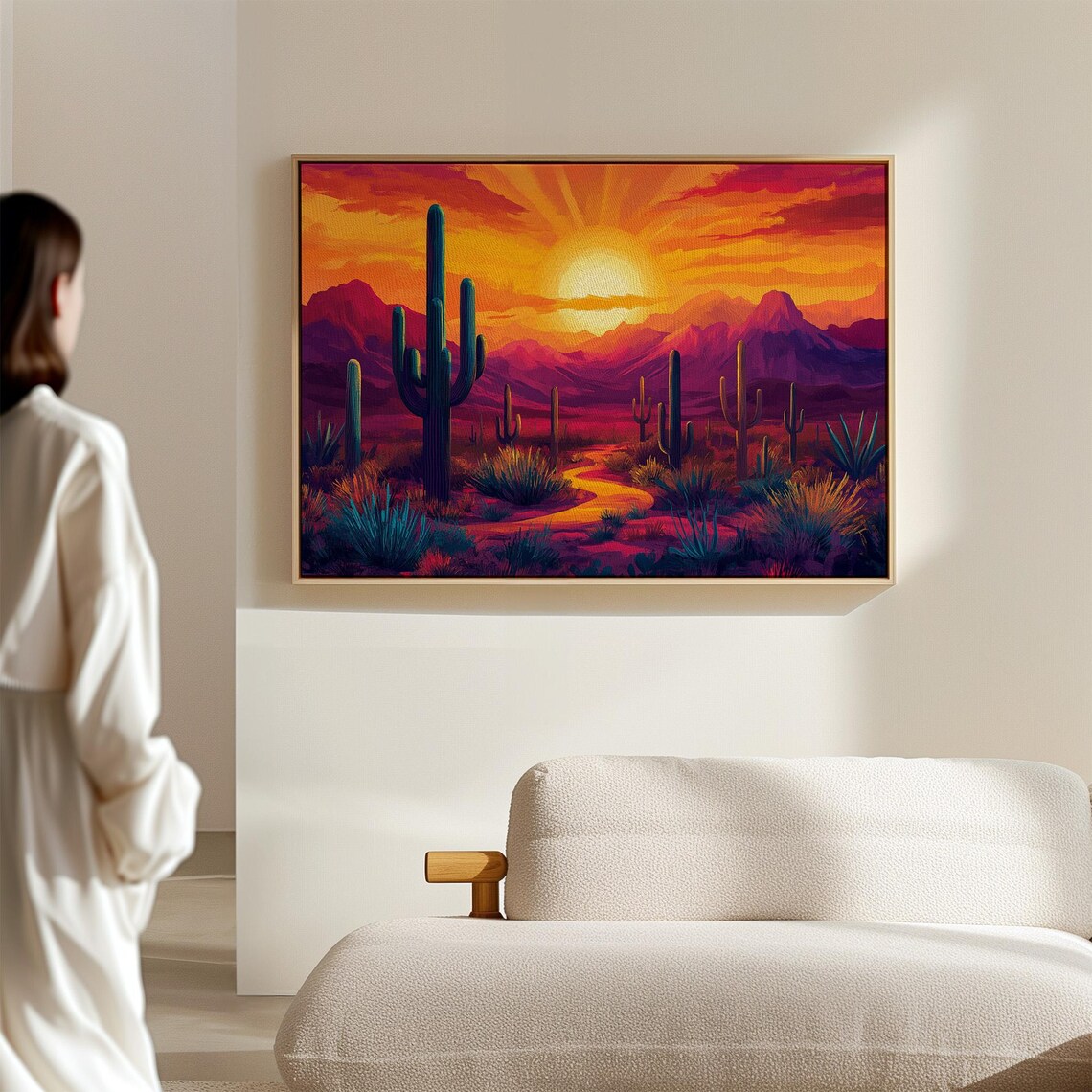 Southwestern Desert Sunset Cactus Landscape Art Print - Image 6