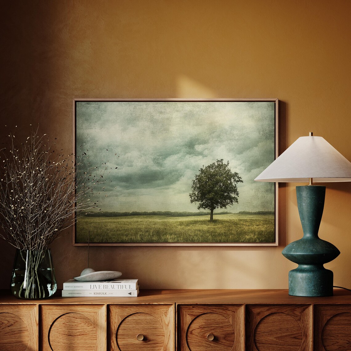 Serene Tree, Rustic Lone Tree Landscape Art Print - Image 7