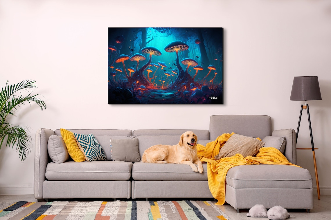 Bioluminescent Mushroom Forest, Glowing Mushrooms Art Print - Image 6